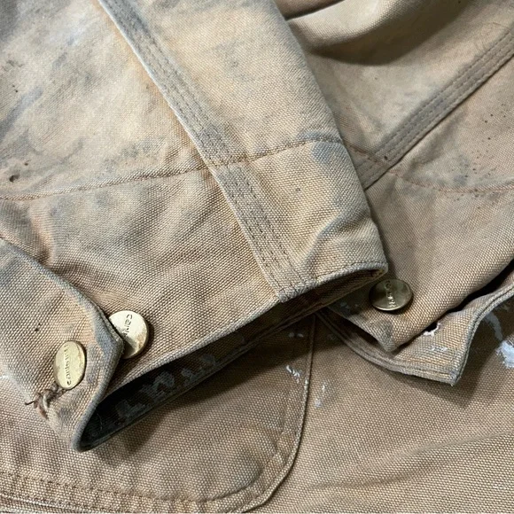 VTG Carhartt Blanket lined Chore Jacket Duck Canvas Trashed used distressed XXL
